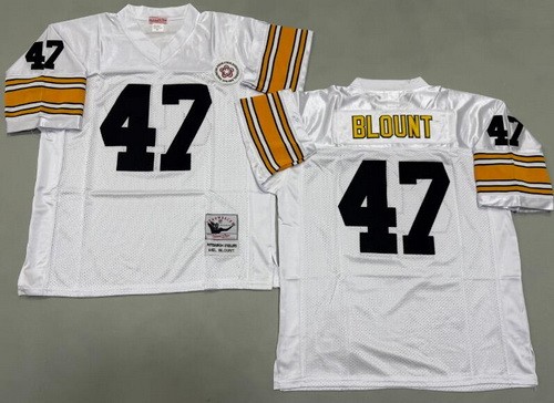 Men's Pittsburgh Steelers #47 Mel Blount White Throwback Jersey
