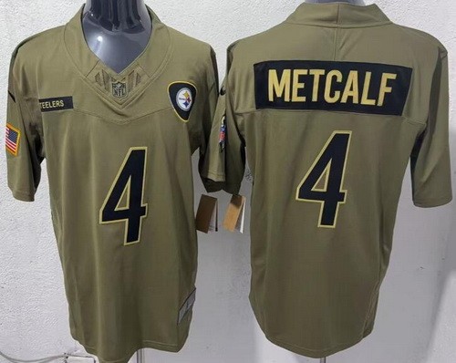 Men's Pittsburgh Steelers #4 DK Metcalf Limited Green 2025 Salute To Service Jersey