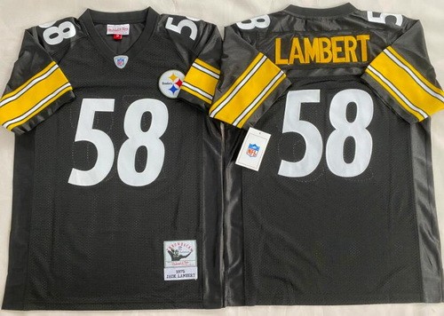 Men's Pittsburgh Steelers #58 Jack Lambert Black 1975 Throwback Jersey