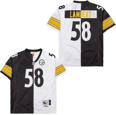Men's Pittsburgh Steelers #58 Jack Lambert Black White Split 1975 Throwback Jersey