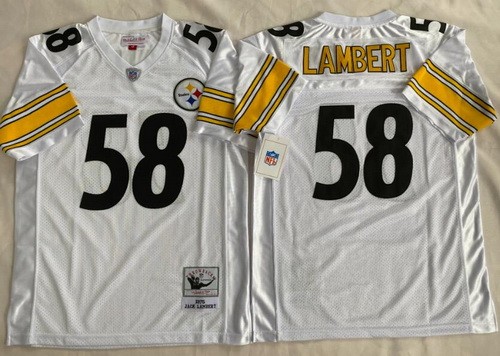 Men's Pittsburgh Steelers #58 Jack Lambert White 1975 Throwback Jersey