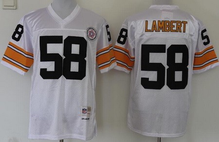 Men's Pittsburgh Steelers #58 Jack Lambert White Throwback Jersey