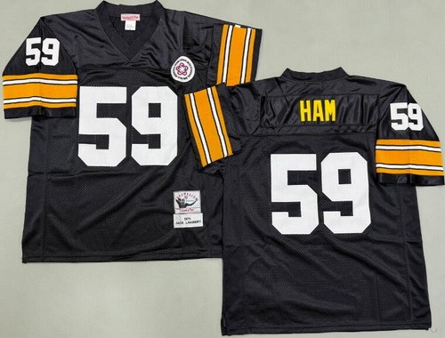 Men's Pittsburgh Steelers #59 Jack Ham Black 1975 Throwback Jersey