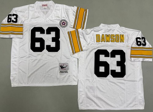 Men's Pittsburgh Steelers #63 Dermontti Dawson White Throwback Jersey