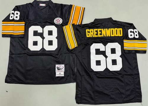 Men's Pittsburgh Steelers #68 LC Greenwood Black 1978 Throwback Jersey