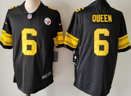 Men's Pittsburgh Steelers #6 Patrick Queen Limited Black Throwback Vapor Jersey