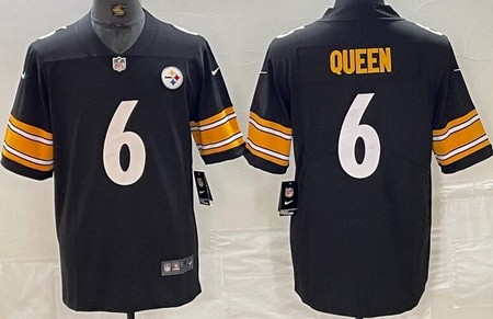 Men's Pittsburgh Steelers #6 Patrick Queen Limited Black Vapor Jersey
