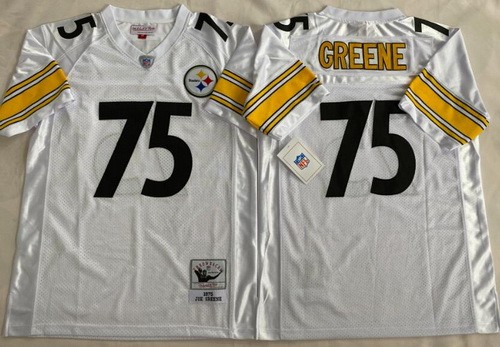 Men's Pittsburgh Steelers #75 Joe Greene White 1975 Throwback Jersey