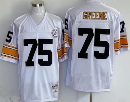 Men's Pittsburgh Steelers #75 Joe Greene White Throwback Jersey