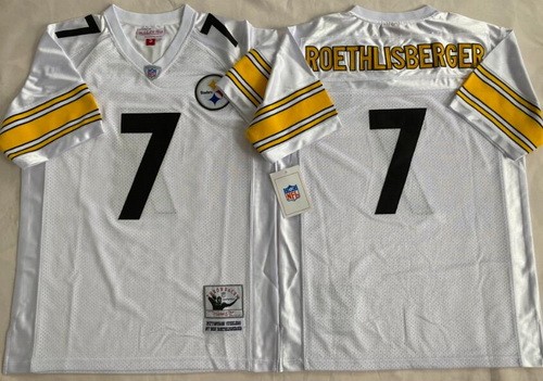 Men's Pittsburgh Steelers #7 Ben Roethlisberger White 2005 Throwback Jersey