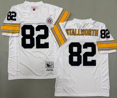 Men's Pittsburgh Steelers #82 John Stallworth White Throwback Jersey