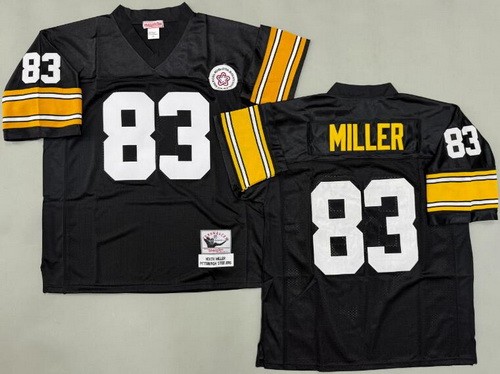 Men's Pittsburgh Steelers #83 Heath Miller Black Throwback Jersey