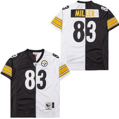 Men's Pittsburgh Steelers #83 Heath Miller Black White Split 2005 Throwback Jersey
