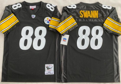 Men's Pittsburgh Steelers #88 Lynn Swann Black 1975 Throwback Jersey