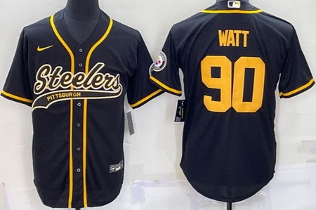 Men's Pittsburgh Steelers #90 TJ Watt Black Rush Baseball Jersey