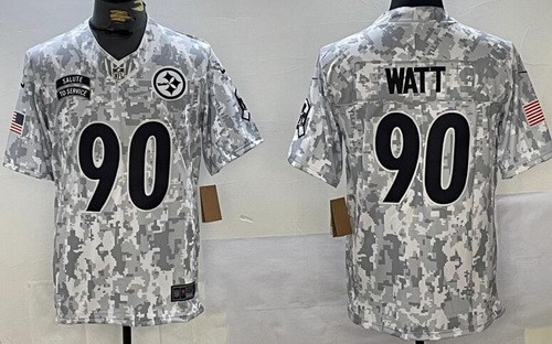 Men's Pittsburgh Steelers #90 TJ Watt Limited Arctic Camo 2024 Salute to Service Jersey