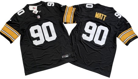 Men's Pittsburgh Steelers #90 TJ Watt Limited Black Alternate FUSE Vapor Jersey