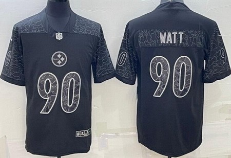 Men's Pittsburgh Steelers #90 TJ Watt Limited Black RFLCTV Jersey
