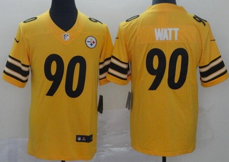 Men's Pittsburgh Steelers #90 TJ Watt Limited Yellow Inverted Vapor Untouchable Jersey
