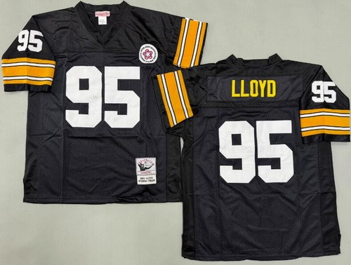 Men's Pittsburgh Steelers #95 Greg Lloyd Black Throwback Jersey