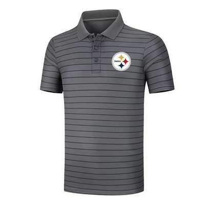 Men's Pittsburgh Steelers Anthracite Collection Striped Performance Pique Polo