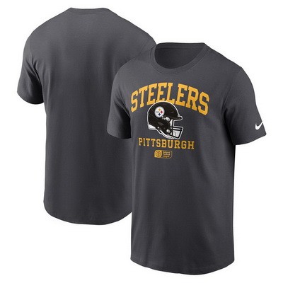 Men's Pittsburgh Steelers Anthracite Helmet Essential T Shirt