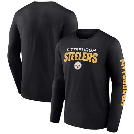 Men's Pittsburgh Steelers Black Go the Distance Long Sleeve T Shirt