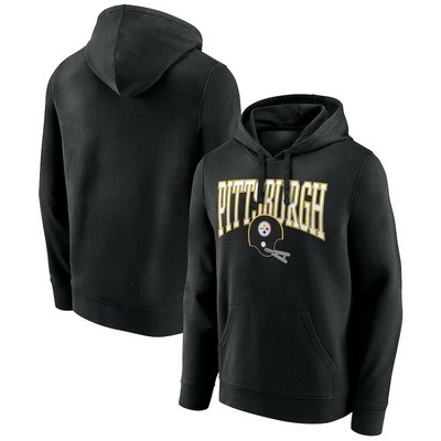 Men's Pittsburgh Steelers Black Gridiron Classics Campus Standard Pullover Hoodie