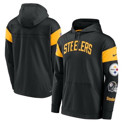 Men's Pittsburgh Steelers Black Yellow Sideline Arch Jersey Performance Pullover Hoodie