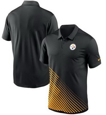 Men's Pittsburgh Steelers Black Yellow Vapor Performance Polo