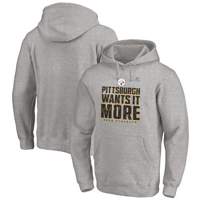 Men's Pittsburgh Steelers Gray 2020 NFL Playoffs Bound Shift Pullover Hoodie
