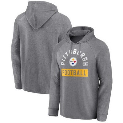 Men's Pittsburgh Steelers Gray No Time Off Raglan Pullover Hoodie