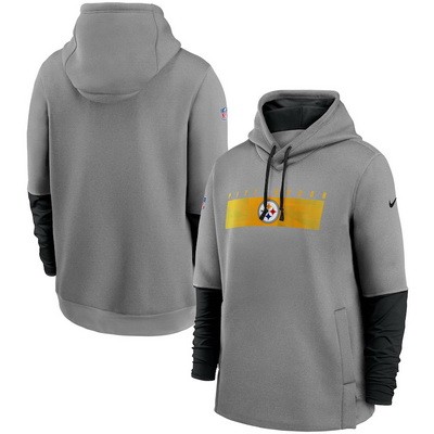 Menбпs Pittsburgh Steelers Gray Playbook Performance Pullover Hoodie