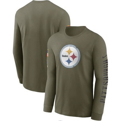 Men's Pittsburgh Steelers Olive 2022 Salute To Service Long Sleeve T Shirt