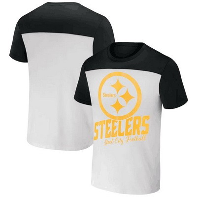 Men's Pittsburgh Steelers White NFL x Darius Rucker Collection Colorblocked T Shirt