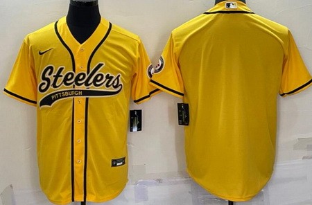 Men's Pittsburgh Steelers Yellow Baseball Jersey