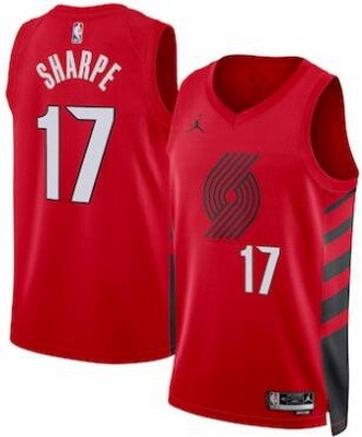 Men's Portland Trail Blazers #17 Shaedon Sharpe Red Statement Heat Press Jersey
