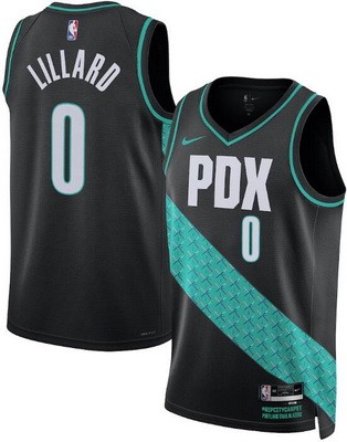 Men's Portland Trail Blazers #25 Damian Lillard Black 2025 City Heat Press Jersey