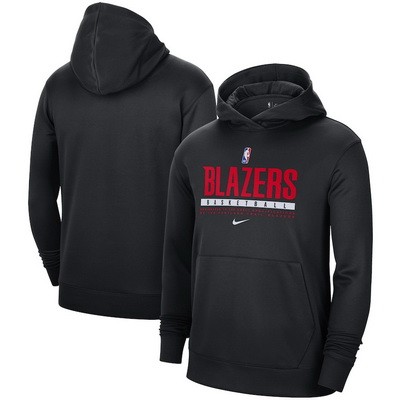 Men's Portland Trail Blazers Black Spotlight On Court Practice Performance Pullover Hoodie