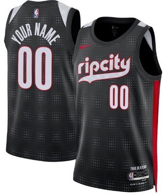 Men's Portland Trail Blazers Custom Black 2024 City Heat Press Jersey