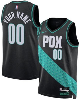 Men's Portland Trail Blazers Custom Black 2025 City Heat Press Jersey