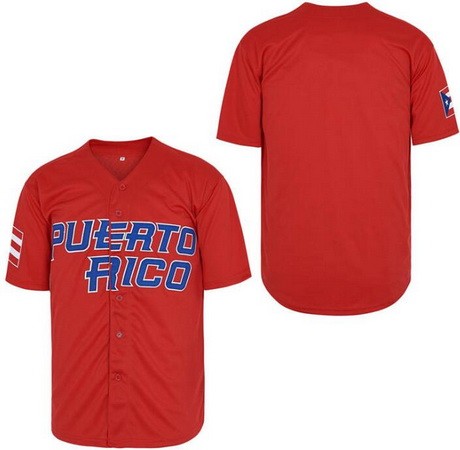 Men's Puerto Rico Blank Red Baseball Jersey