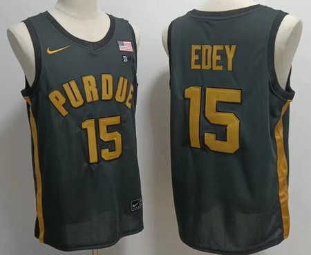 Men's Purdue Boilermakers #15 Zach Edey Black College Basketball Jersey