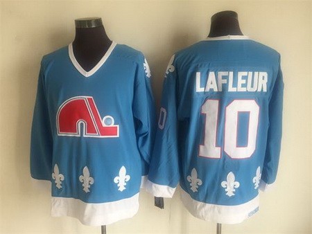 Men's Quebec Nordiques #10 Guy Lafleur Light Blue Throwback Jersey