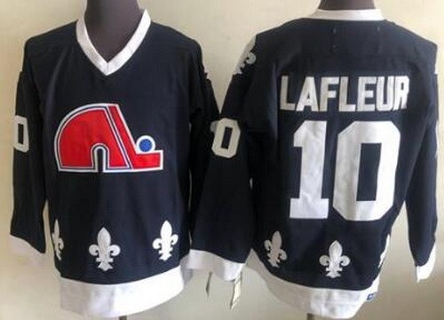 Men's Quebec Nordiques #10 Guy Lafleur Navy Throwback Jersey