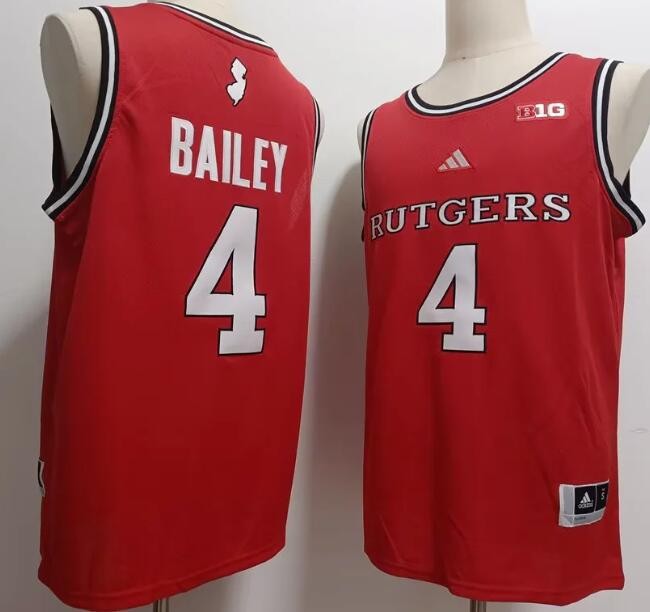 Men's Rutgers Scarlet Knights #4 Ace Bailey Red College Basketball Jersey