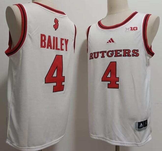 Men's Rutgers Scarlet Knights #4 Ace Bailey White College Basketball Jersey