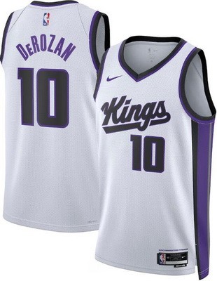 Men's Sacramento Kings #10 DeMar DeRozan White Heat Press Jersey