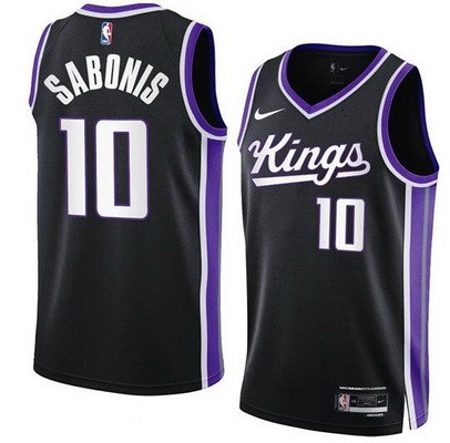 Men's Sacramento Kings #10 Domantas Sabonis Black Icon Heat Press Jersey