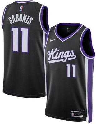 Men's Sacramento Kings #11 Domantas Sabonis Black Heat Press Jersey